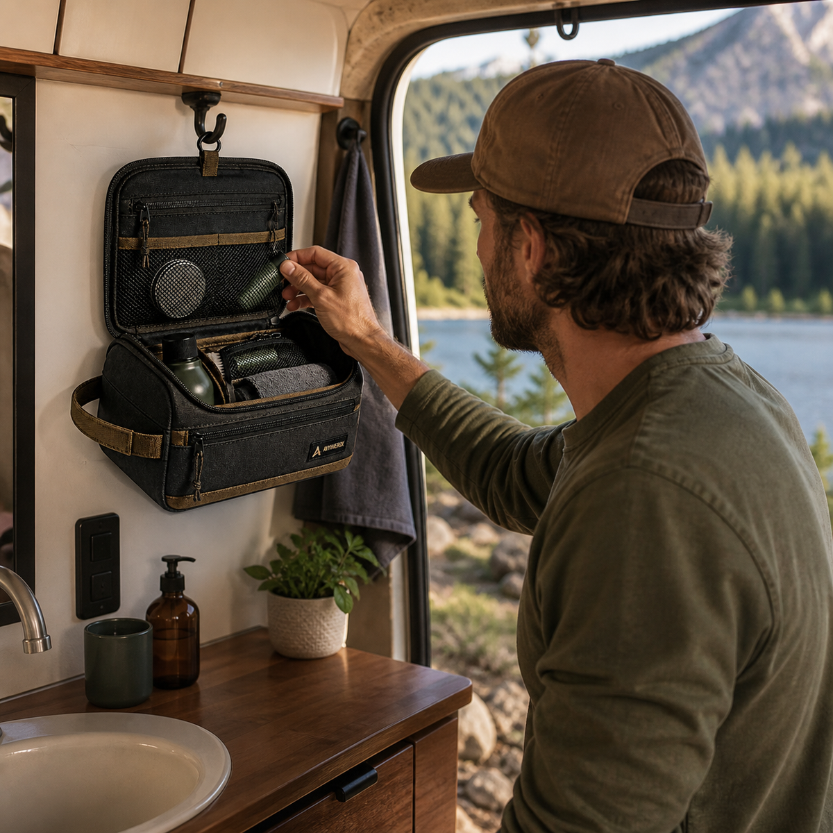 Avynerox TrailVault Toiletry Kit in use