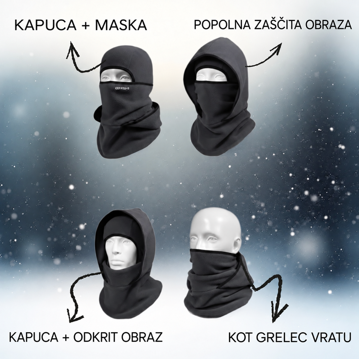 Termo podkapa ThermaFleece 3 v 1 – kapa, maska in grelec vratu – 7